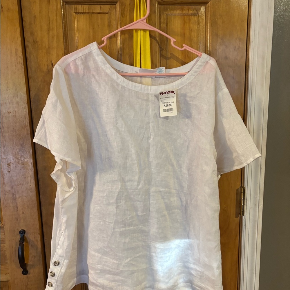 T.J.Maxx White Button Sleeve Blouse